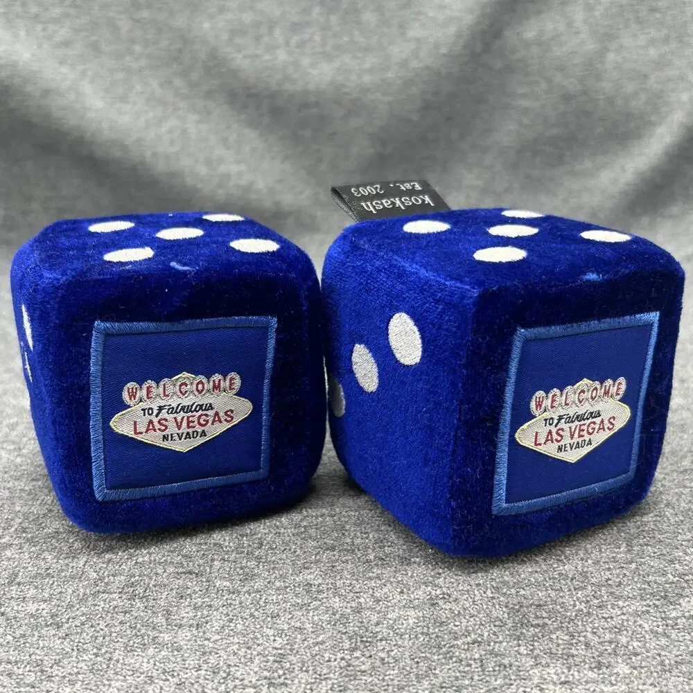 Welcome To Famous Las Vegas Nevada Soft Plush Novelty Dice 2pc Set Blue 3